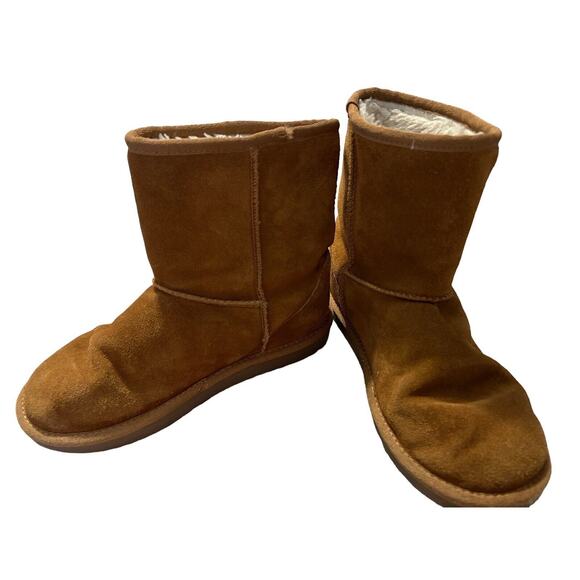 Koolaburra By UGG‎ Boots Youth 4 Short Shearling Winter 1019374 Brown Leather - Picture 3 of 11